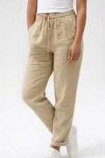 Women's Airy Straight Trousers with Drawstring Waist - Image 5