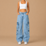 Women's Baggy Cargo Pants with Wide Legs - Image 2