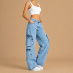 Women's Baggy Cargo Pants with Wide Legs - Image 3