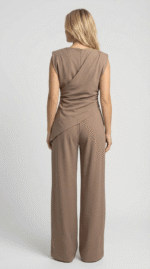 Women's Draped Two-Piece Set with Wide-Leg Trousers - Image 2