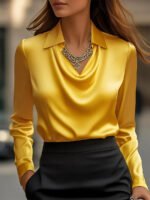 Women's Elegant Satin Shirt Top - Image 5