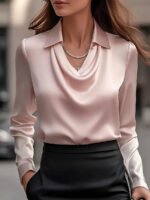 Women's Elegant Satin Shirt Top - Image 9