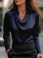 Women's Elegant Satin Shirt Top - Image 10