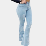 Women's Flare Jeans with Patch Details - Image 2