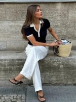 Women's Elegant Knit Polo Top - Image 3