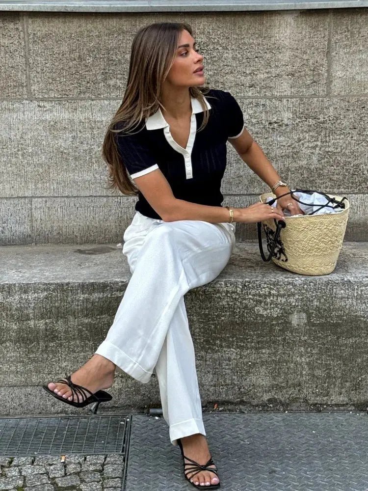 Women's Elegant Knit Polo Top - Image 3
