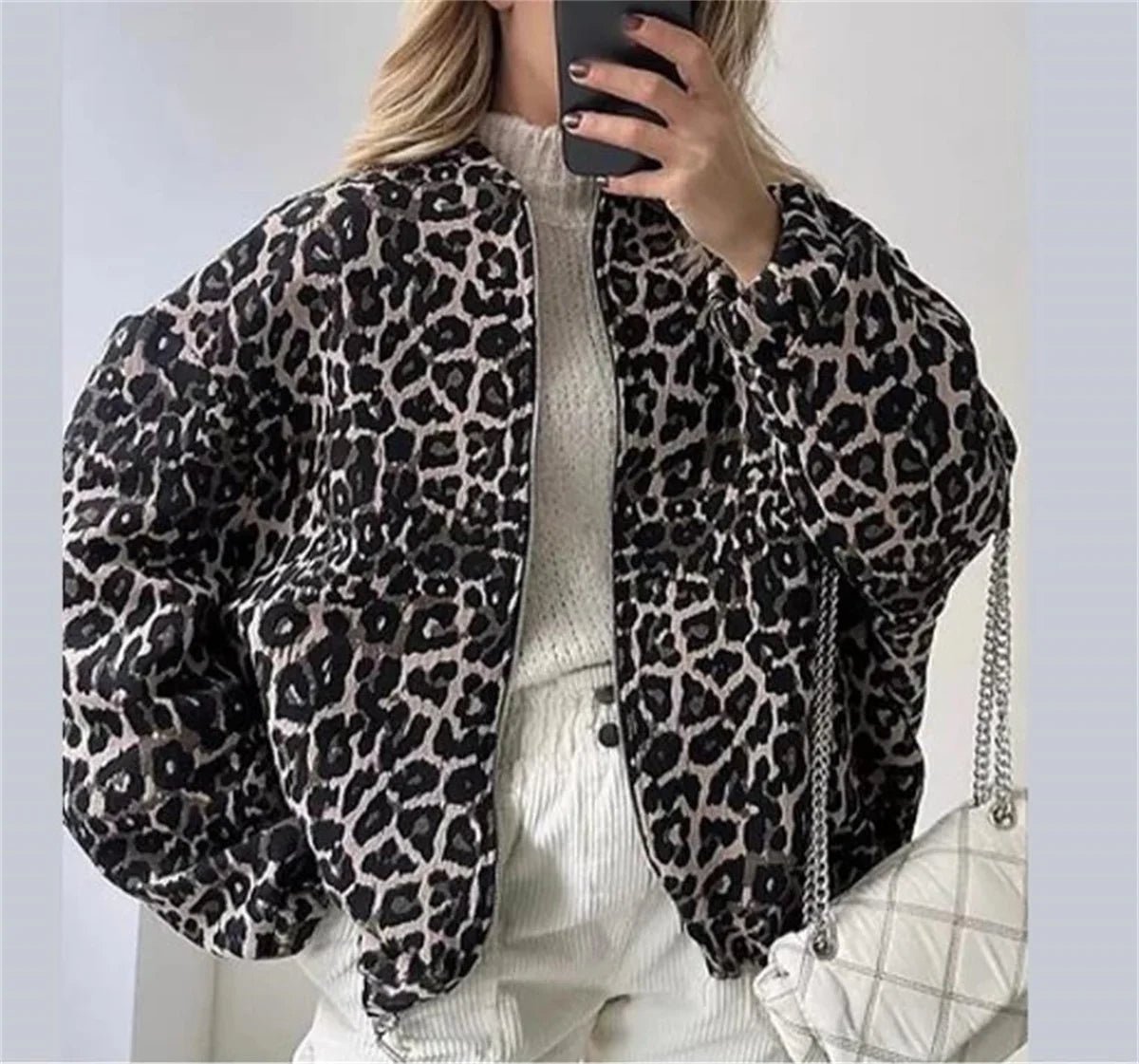 Women_s_Leopard_Print_Bomber_Jacket_0 Women's Leopard Print Bomber Jacket - Image 1