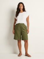 Women's Linen Look Bermuda Shorts