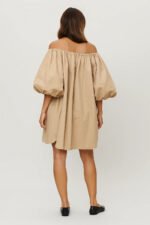 Women's Off-Shoulder Mini Summer Dress with Voluminous Sleeves - Image 3