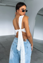 Women's One Shoulder Asymmetrical Lace Going Out Top - Image 5