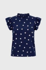 Women's Ruffle Sleeve Heart Print Top - Image 3