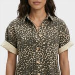 Women's Short Jumpsuit with Bold Leopard Print - Image 3