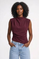 Women's Sleeveless Fitted Draped Top - Image 2