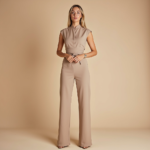 Women's Sleek Sleeveless Jumpsuit with High Collar - Image 3