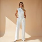 Women's Sleek Sleeveless Jumpsuit with High Collar - Image 4