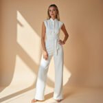 Women's Sleek Sleeveless Jumpsuit with High Collar - Image 6