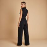 Women's Sleek Sleeveless Jumpsuit with High Collar - Image 8