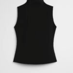 Women's Sleeveless Turtleneck Top with Cold Shoulder Detail