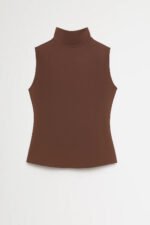 Women's Sleeveless Turtleneck Top with Cold Shoulder Detail - Image 4