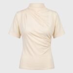 Women's Standing Collar Twisted Detail T-Shirt