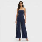 Women's Strapless Wide Leg Jumpsuit