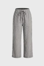 Women's Striped Wide Leg Pants - Image 4