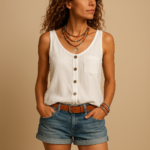 Women's Tank Top Airy V-Neck Sleeveless Summer Style - Image 10