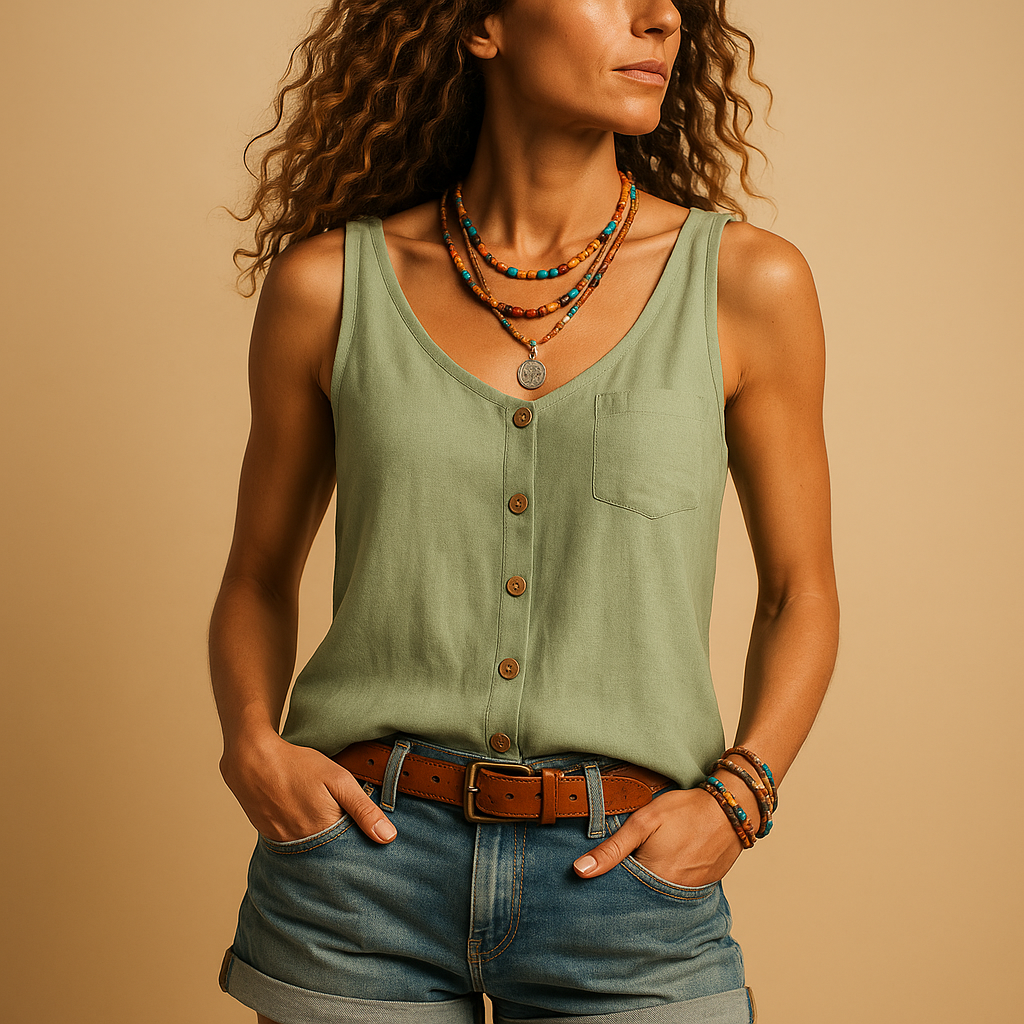 Women_s_Tank_Top_Airy_V-Neck_Sleeveless_Summer_Style_7 Women's Tank Top Airy V-Neck Sleeveless Summer Style - Image 1