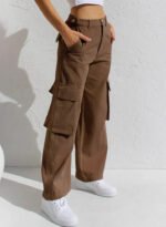 Women's Wide Leg Cargo Trousers - Image 4