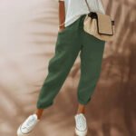 Women's Wide Leg Linen Trousers - Image 3