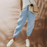 Women's Wide Leg Linen Trousers - Image 4