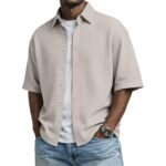 Mens Short Sleeve Button Up Shirt with Casual Fit - Image 9