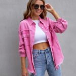 Women's Casual Ripped Shirt Jacket for Stylish Everyday Wear