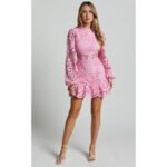 Women's Lace Mini Dress with Puff Sleeves - Image 14