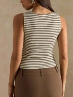 Womens Sleeveless Striped Top with Slim Fit Design - Image 2