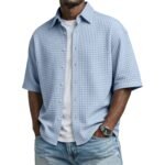 Mens Short Sleeve Button Up Shirt with Casual Fit - Image 13