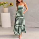 Women's Striped Suspender Long Dress - Image 7
