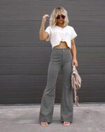 Women's Corduroy Slim-Fit Flared Trousers - Image 12