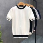 Mens Short Sleeve Knit T Shirt with Contrast Trim