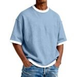 Men's Casual Contrast Color Short Sleeve T-Shirt - Image 7