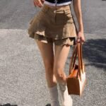 Women's High Waist A-Line Ruffled Denim Skirt - Image 5