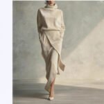 Women's A-Line Suede Dress with Long Sleeves - Image 5