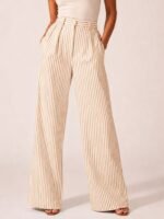 Women's Wide Leg Trousers - Relaxed Fit Suit Pants - Image 2