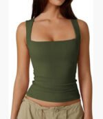 Women's Slim Fit Square Neck Tank Top - Image 12