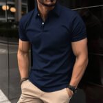 Men's Short Sleeve Polo Shirt - Casual Solid Color Design - Image 2