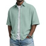 Mens Short Sleeve Button Up Shirt with Casual Fit - Image 4