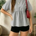 Women's Striped Short Sleeve Crew Neck Top