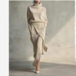 Women's A-Line Suede Dress with Long Sleeves - Image 3
