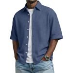 Mens Short Sleeve Button Up Shirt with Casual Fit - Image 14