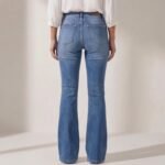 Women Denim Flare Pants High Waist - Image 3